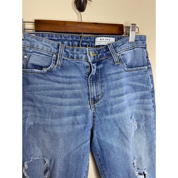 Michelle by Commune women's 29 blue jeans mid rise twig light wash distressed - Picture 2 of 12